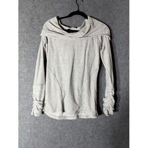 KUHL Heather‎ Gray Ruched Ribbed Long Sleeve Drape Neck Top Small Earthy Neutral